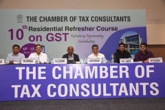 Panel Discussion: Seen from L to R: CA Manish Gadia, CA Sunil Gabhawalla (Panelist), CA A. R. Krishnan (Moderator), L. Badri Narayan (Panelist), CA Atul Mehta (Chairman – Indirect Taxes Committee) and CA Sumit Jhunjhunwalla (Vice-Chairman – Indirect Taxes Committee)