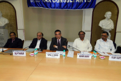 CA Vipul Choksi (President) giving his opening remarks. Seen from L to R: CA Rajesh L. Shah (Chairman), CA Dilip K. Thakkar (Key Note Speaker), CA Rashmin Sanghvi (Speaker) and CA Vijay Gupta (Chairman – Delhi Chapter)